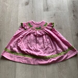 Stellybelly‎ Boutique Smocked Bishop Dress Pink Green Gingham